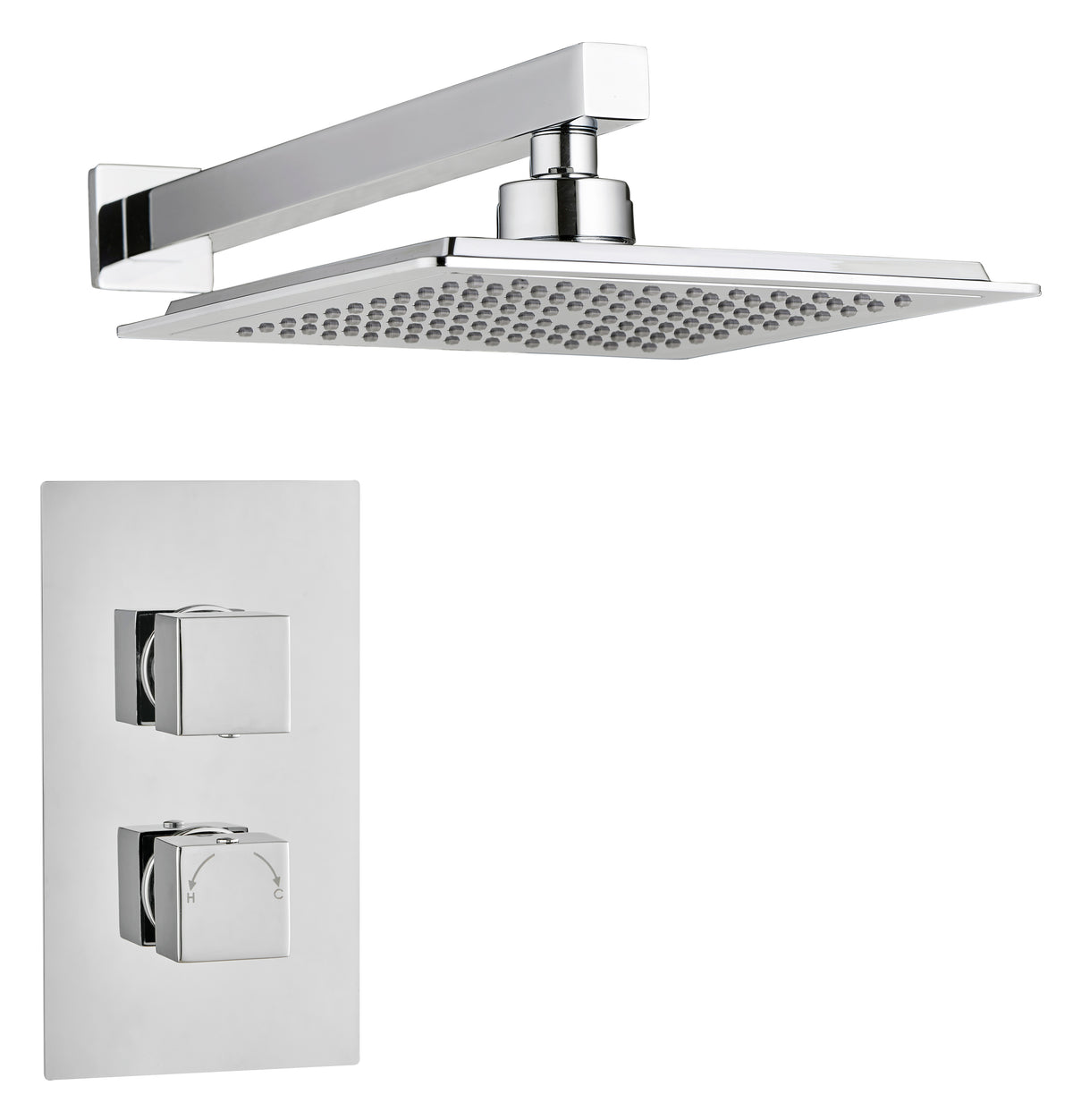 Square Concealed Thermostatic 2 Handle 1 Way Shower Kit (Wall) - Chrome - product image 3