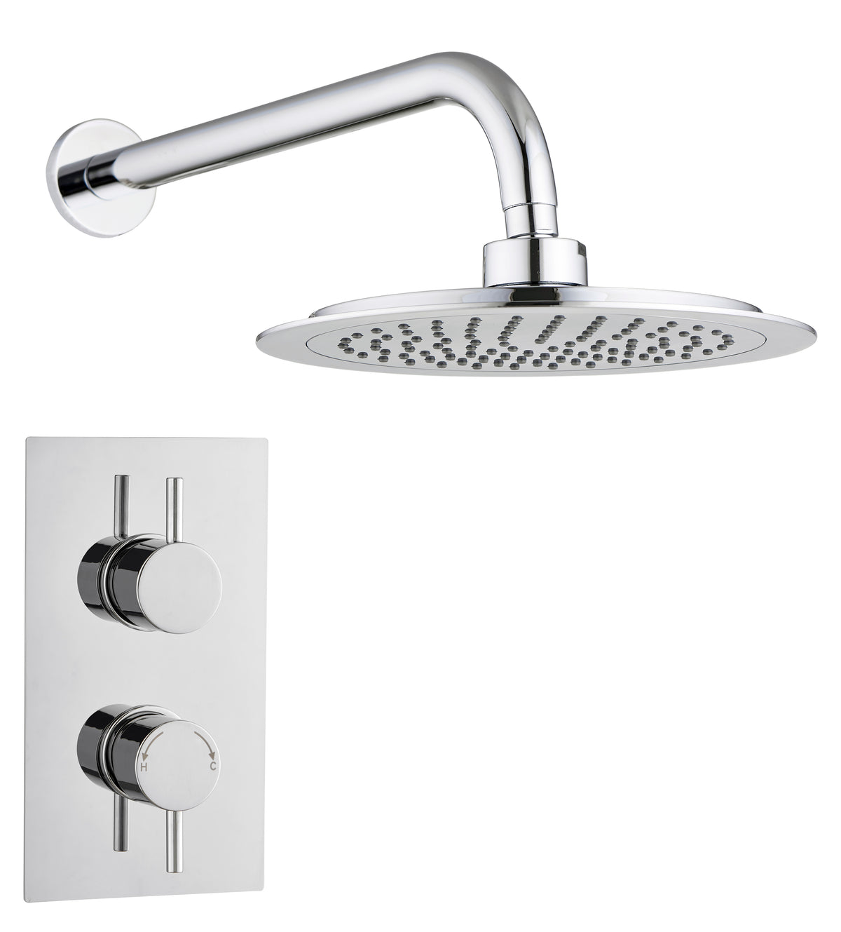 Round Concealed Thermostatic 2 Handle 1 Way Shower Kit (Wall) - Chrome - product image 4