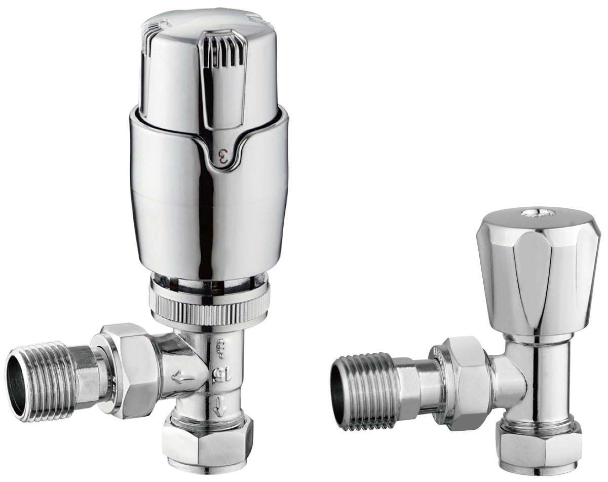 Angle TRV Rad Valves Twin Pack - Chrome