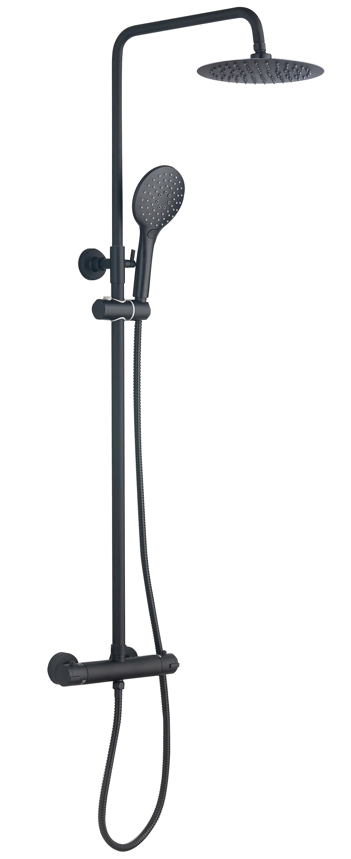Menai Premium Round Thermostatic Overhead Shower Kit - Black - product image 2