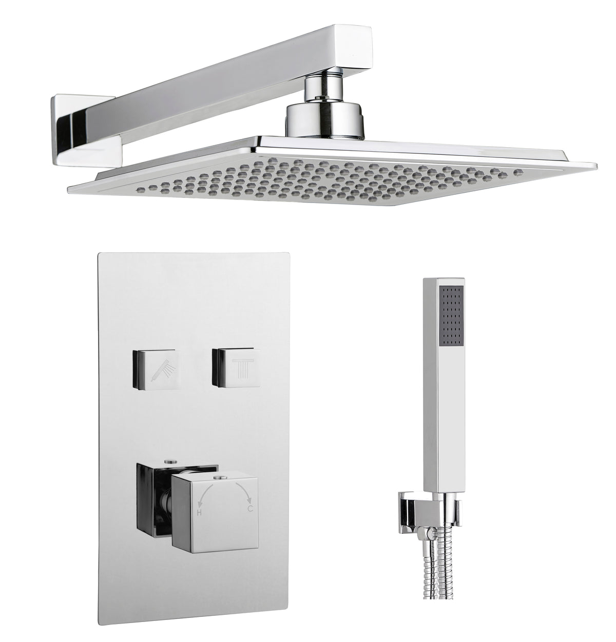 Square Twin Push Button Concealed Overhead Kit - Chrome - product image 2