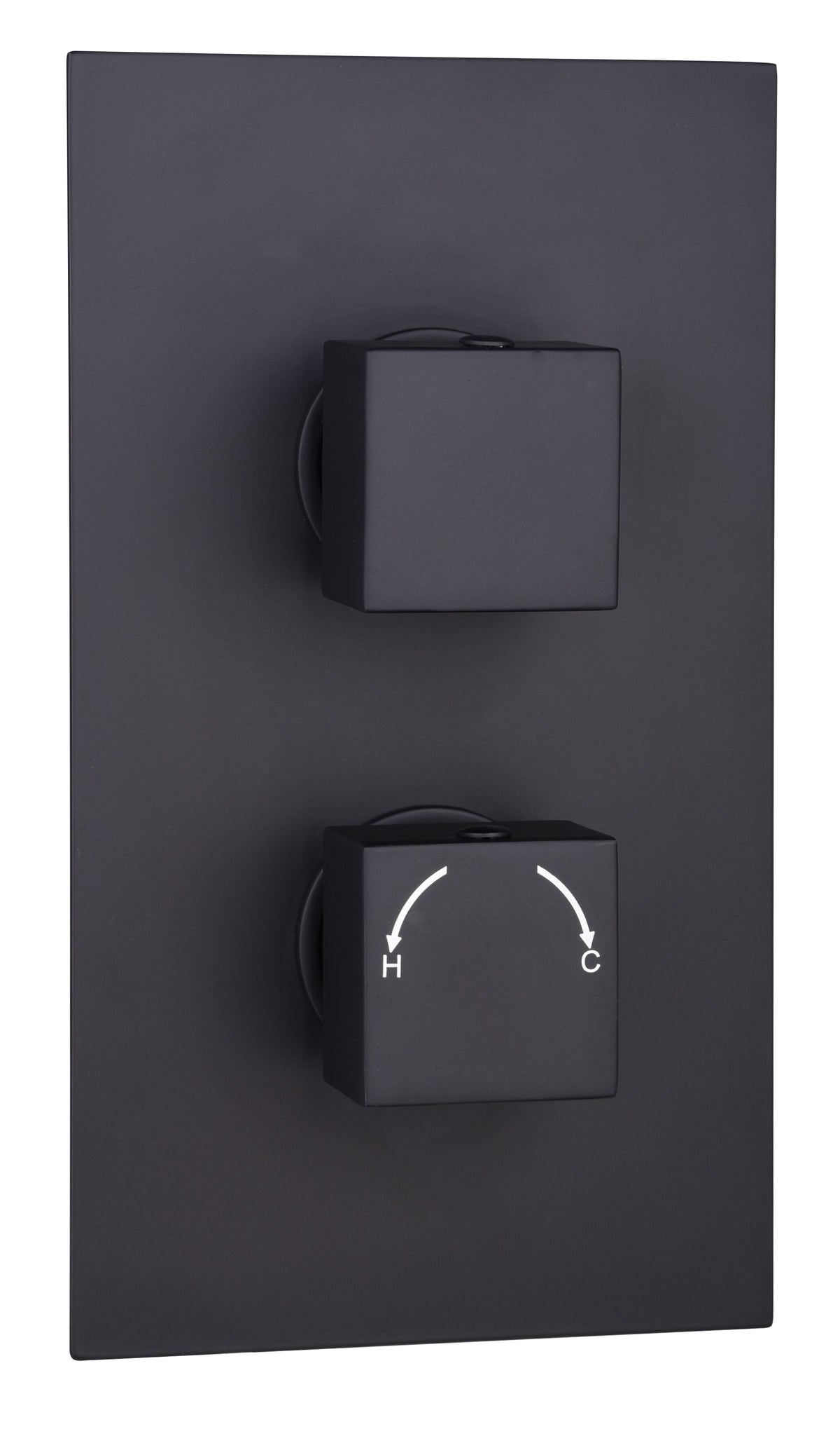 Black Square Concealed Thermostatic 2 Handle 2 Way Shower Valve - Black - product image 2