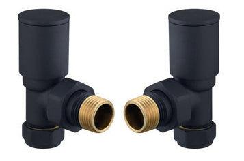 Modern Round Angle Towel Rail Valves - Black
