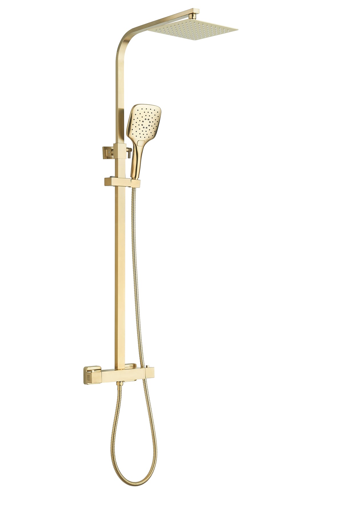 Menai Premium Square Thermostatic Overhead Shower Kit - Brushed Brass - product image 2