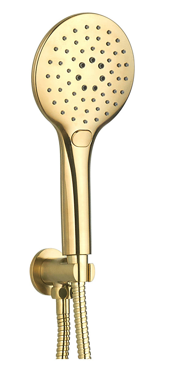 Round Wall Outlet Elbow w. Bracket, Hose & Handset - Brushed Brass - product image 2