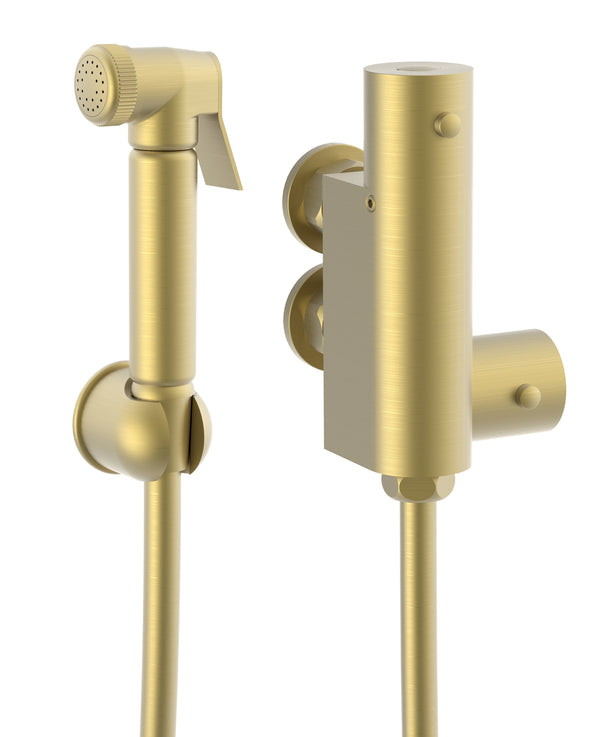 Round Thermostatic Douche Kit - Brushed Brass - product image 3