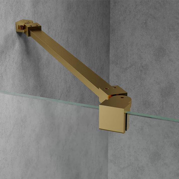 Wet Room Arm Corner Swivel Brackets - Brushed Brass