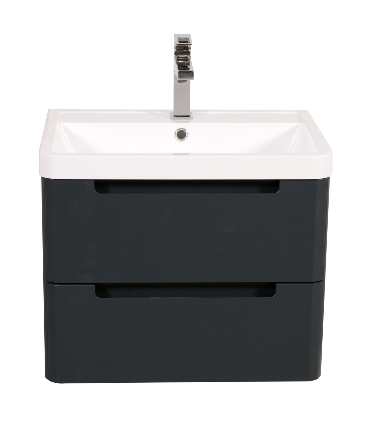 Monza 600mm Vanity & Basin Shadow Grey - Wall Hung