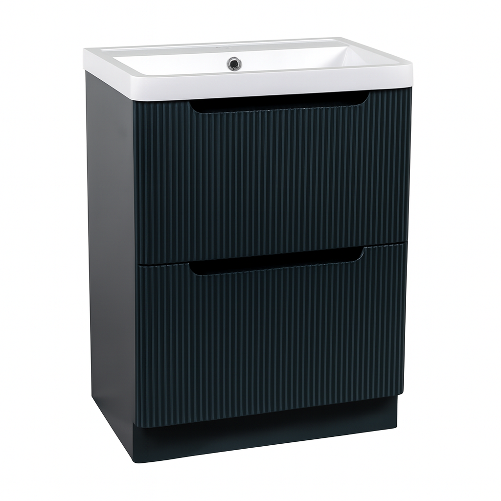 Monza 600mm Fluted Vanity Unit Shadow Grey - Floor Standing