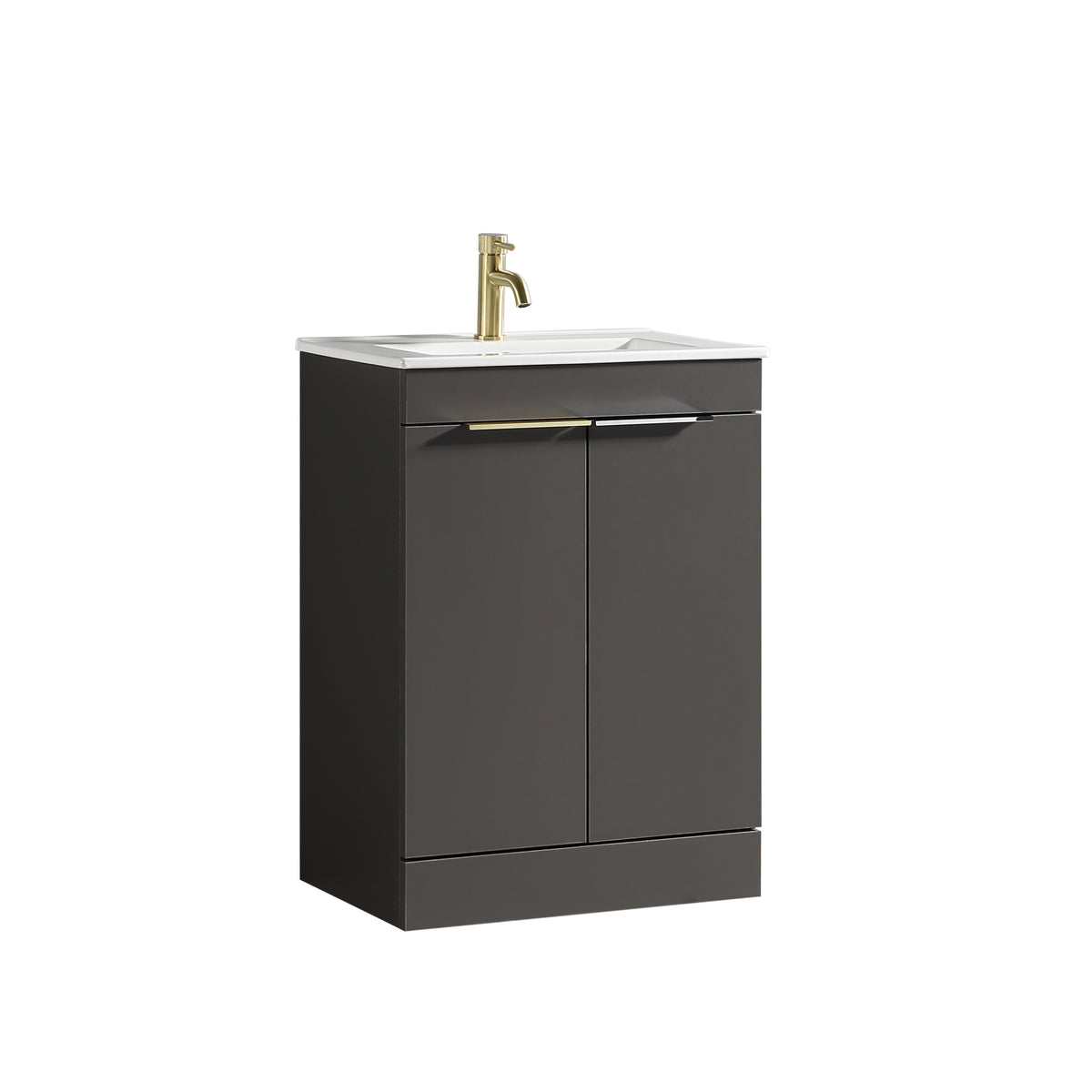 Sora 600mm Two Door F/S Vanity & Ceramic Basin - Midnight Grey