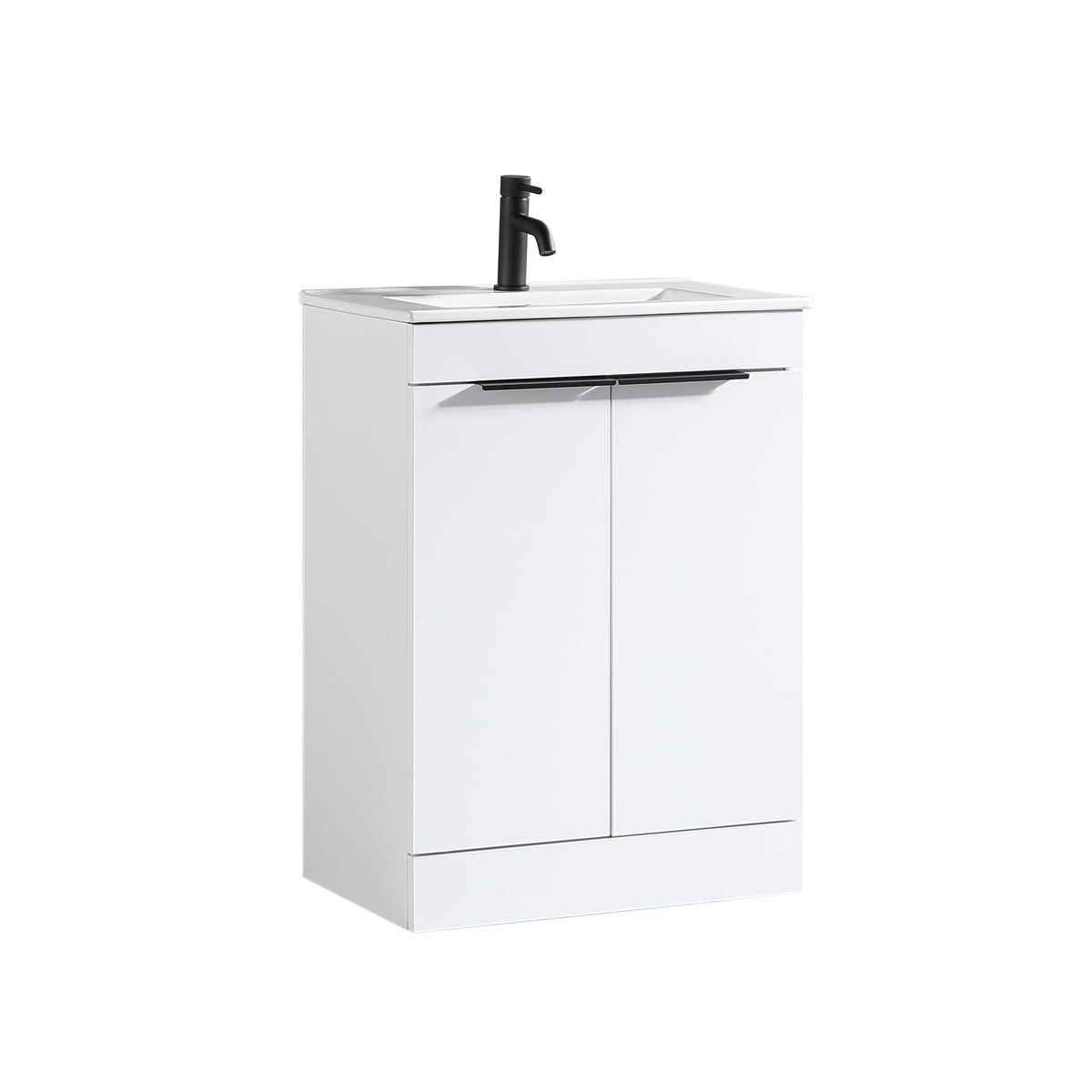 Sora 600mm Two Door F/S Vanity & Ceramic Basin - Matte White