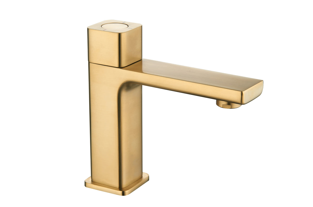 TB+ Quadrado Square Push Button Basin Mixer Brushed Brass - product image 2