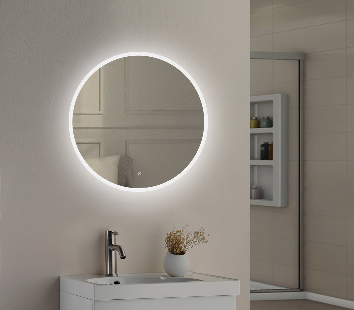 Lily Slimline LED Round Touch Mirror w. Demist & Colour Change - 500mm - product image 2