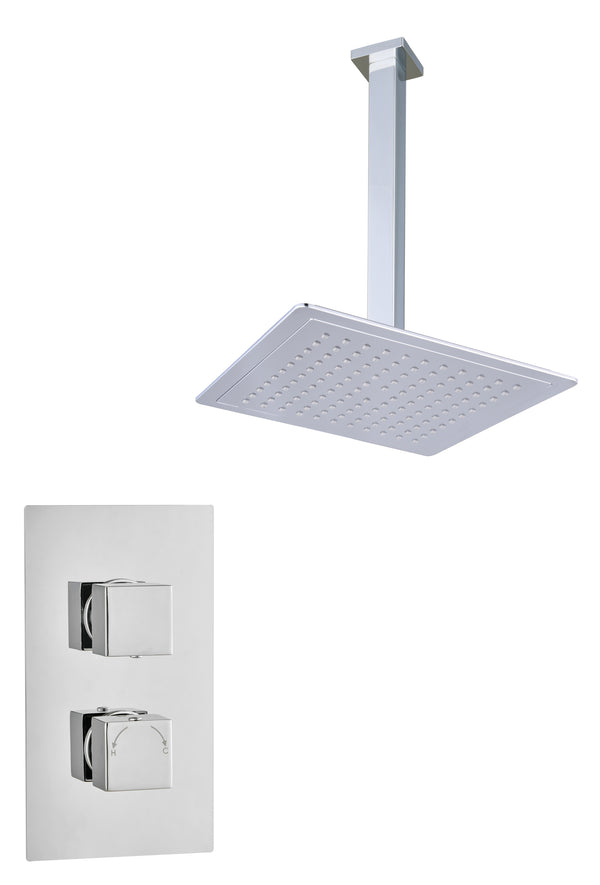 Square Concealed Thermostatic 2 Handle 1 Way Shower Kit (Wall) - Chrome - product image 4