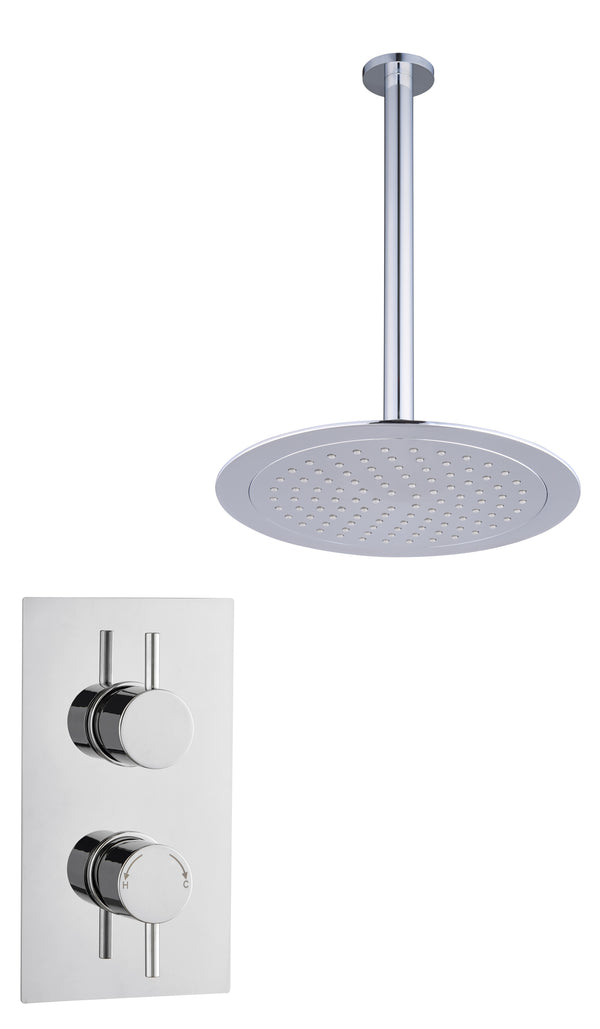 Round Concealed Thermostatic 2 Handle 1 Way Shower Kit (Wall) - Chrome - product image 5