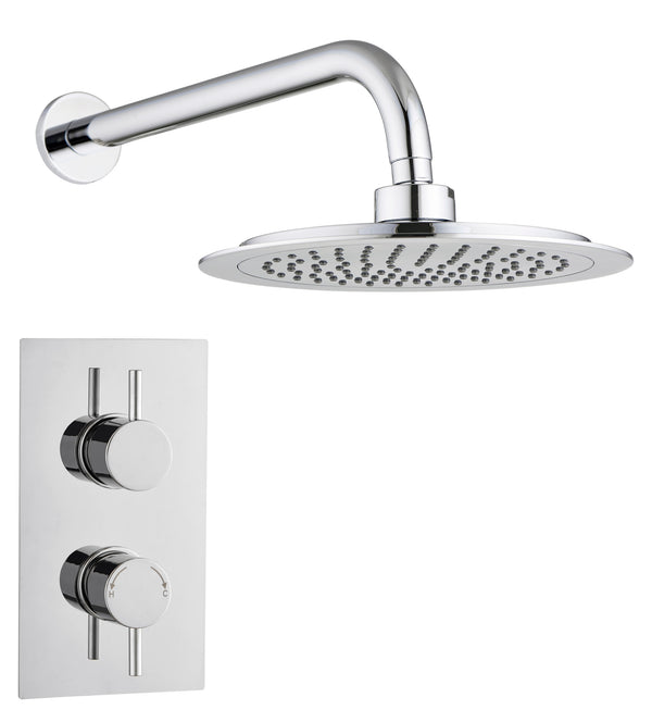 Round Concealed Thermostatic 2 Handle 1 Way Shower Kit (Wall) - Chrome - product image 4