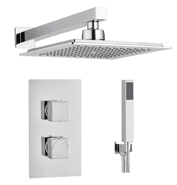 Square Concealed Thermostatic 2 Handle 2 Way Shower Kit (Wall) - Chrome - product image 4
