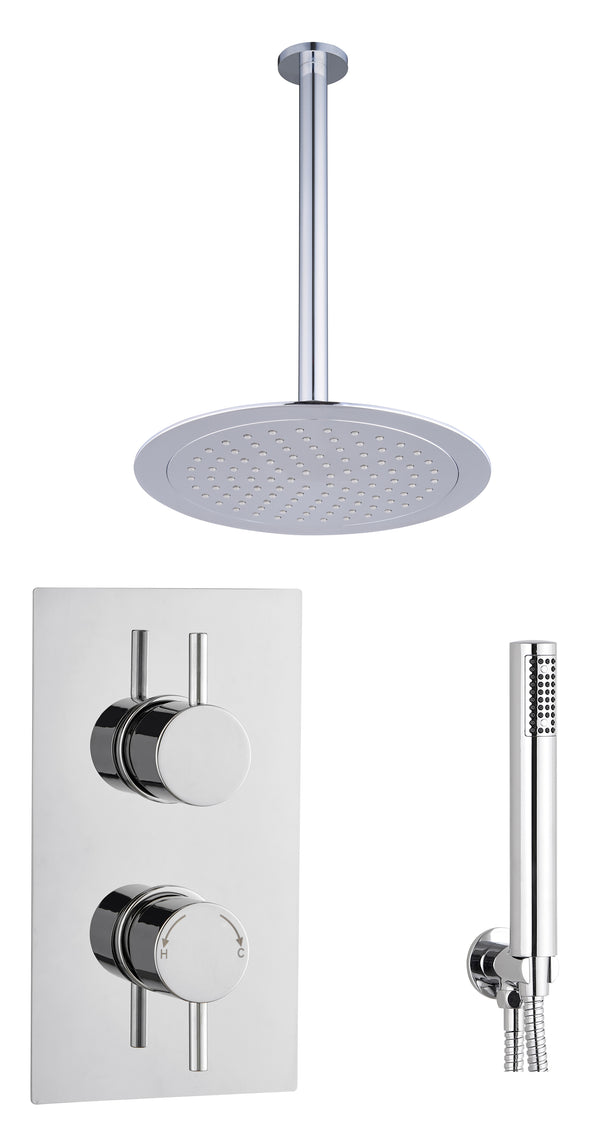 Round Concealed Thermostatic 2 Handle 2 Way Shower Kit (Wall) - Chrome - product image 5