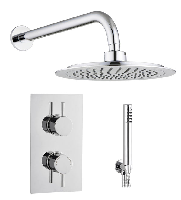 Round Concealed Thermostatic 2 Handle 2 Way Shower Kit (Wall) - Chrome - product image 4