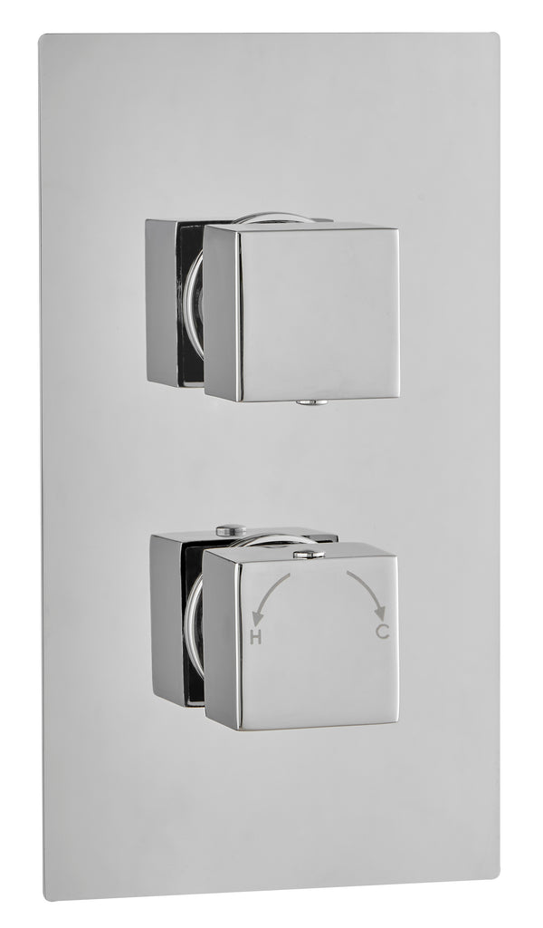 Square Concealed Thermostatic 2 Handle 1 Way Shower Valve - Chrome - product image 3