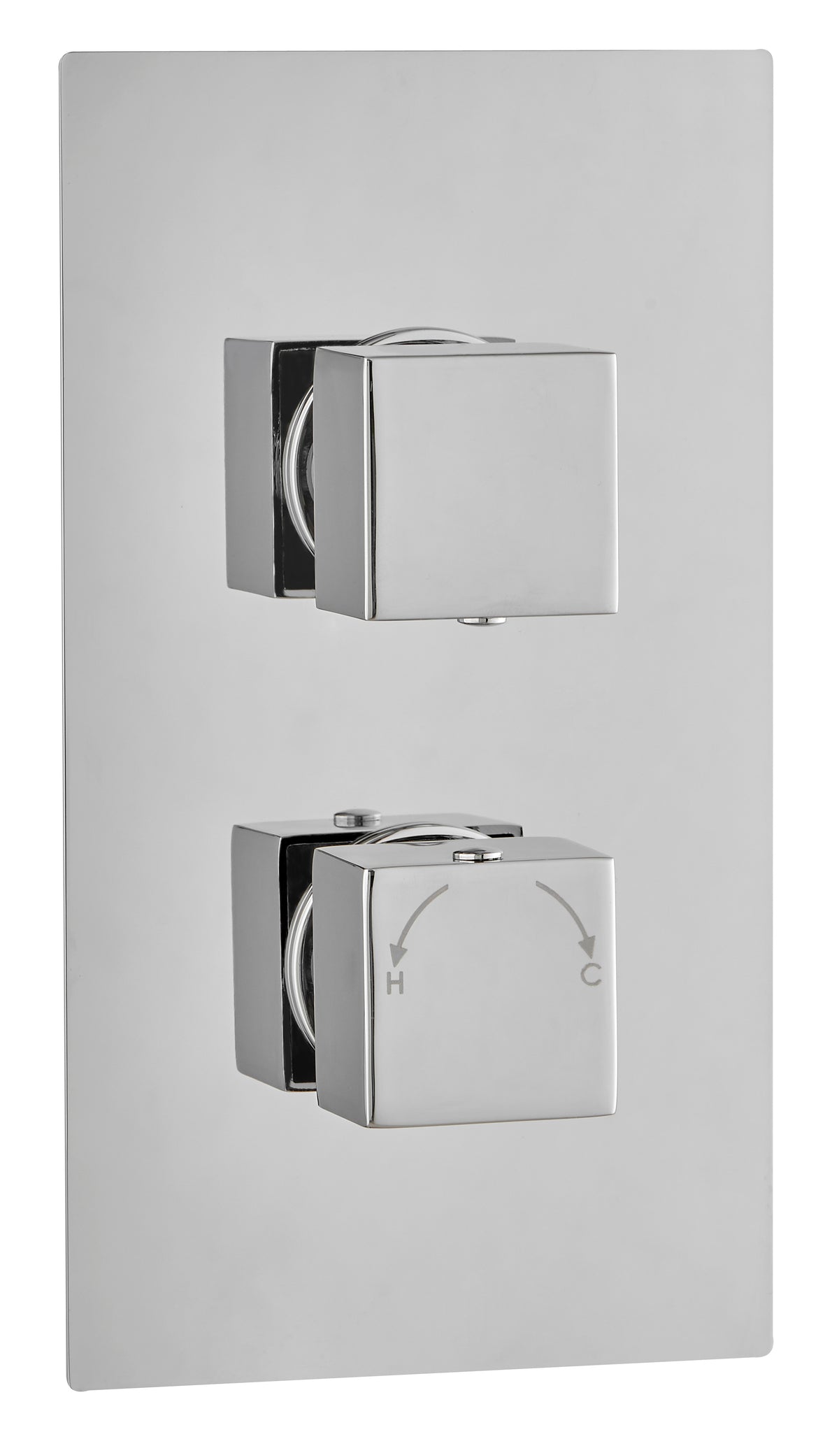 Square Concealed Thermostatic 2 Handle 1 Way Shower Valve - Chrome - product image 2