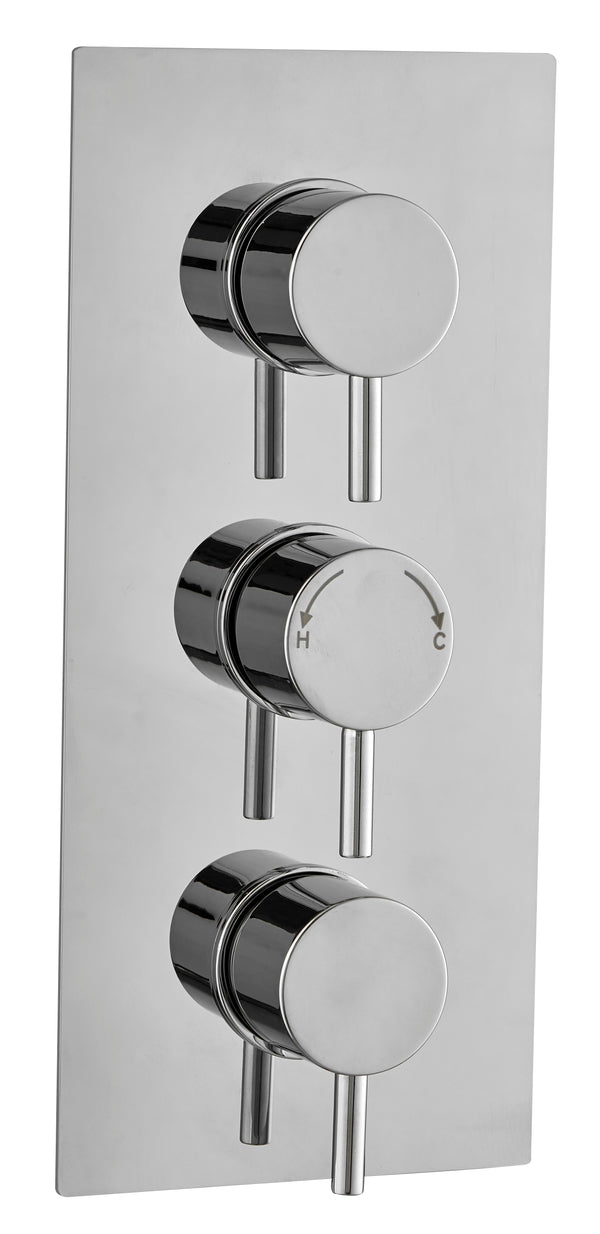 Round Concealed Thermostatic 3 Handle 3 Way Shower Valve - Chrome - product image 3