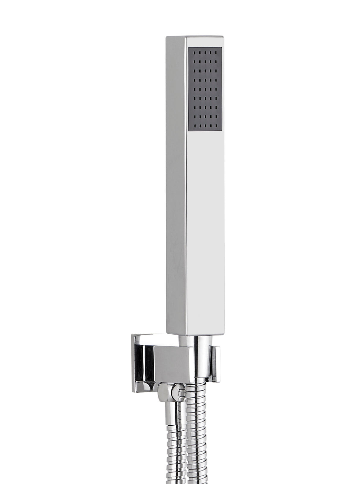 Square wall outlet elbow with bracket, hose & handset - Chrome - product image 2