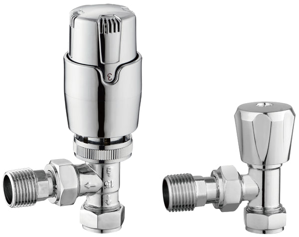 Angle TRV Rad Valves Twin Pack - Chrome