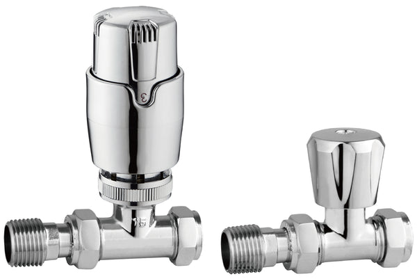 Straight TRV Rad Valves Twin Pack - Chrome