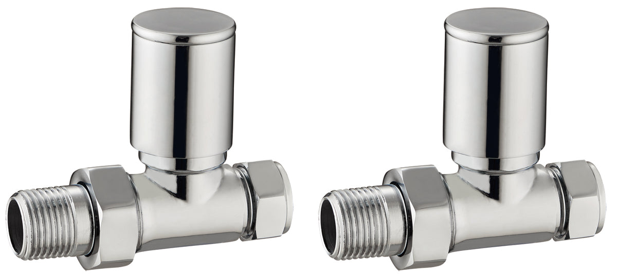 Round Straight Rad Valves - Chrome