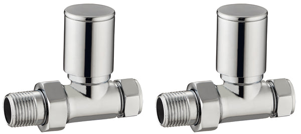 Round Straight Rad Valves - Chrome
