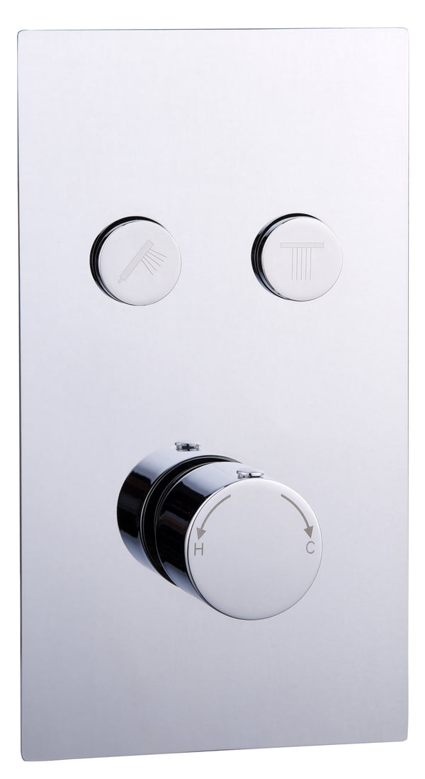 Thermostatic Round Concealed 2 Outlet Push Button Shower Valve - Chrome - product image 3