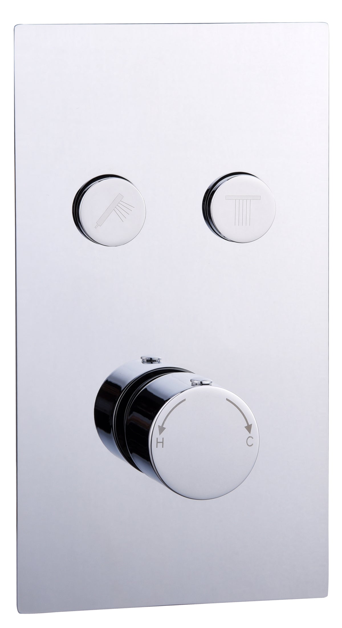 Thermostatic Round Concealed 2 Outlet Push Button Shower Valve - Chrome - product image 2