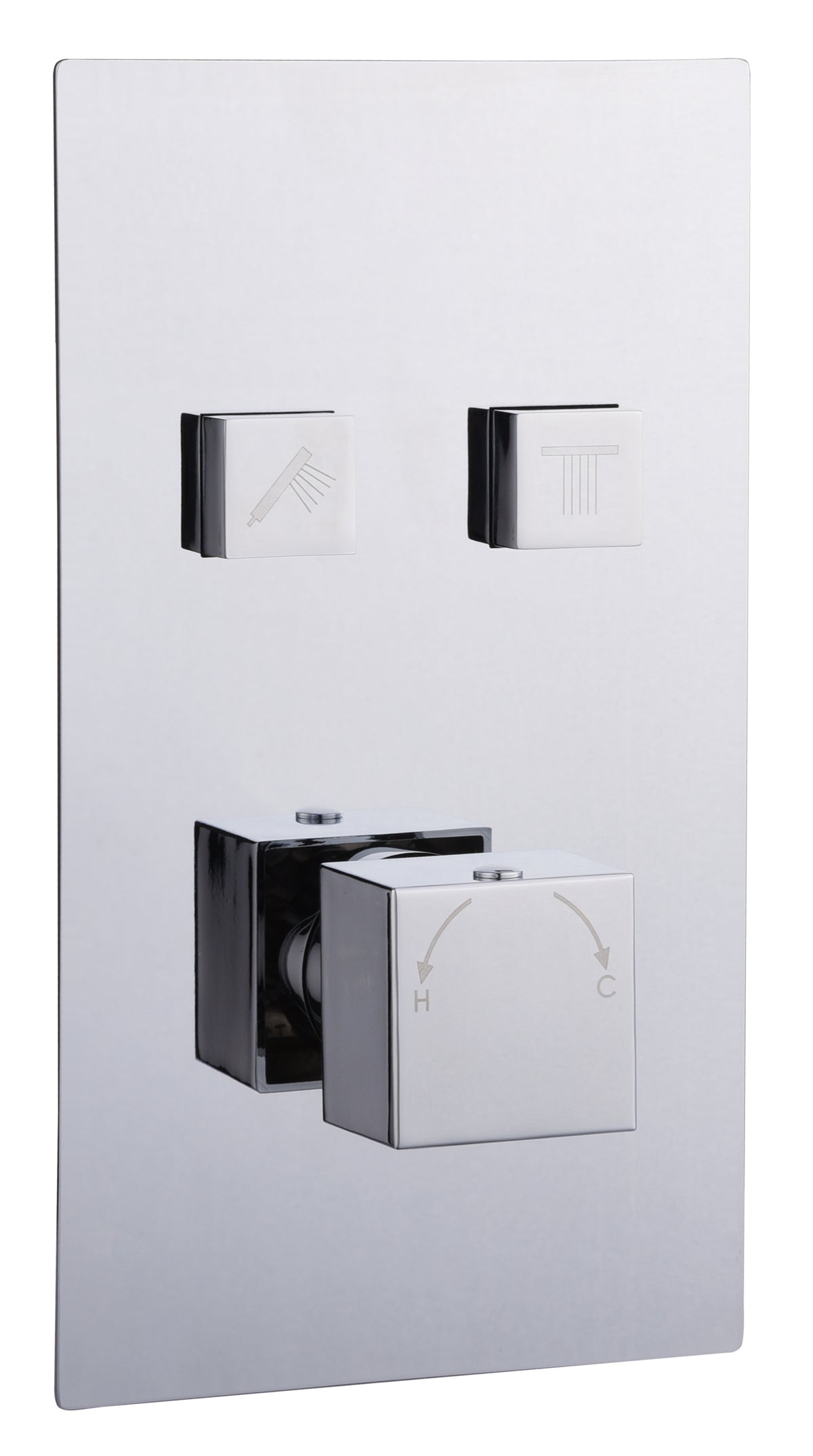 Thermostatic Square Concealed 2 Outlet Push Button Shower Valve - Chrome - product image 3
