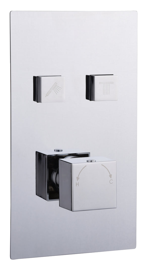 Thermostatic Square Concealed 2 Outlet Push Button Shower Valve - Chrome - product image 3