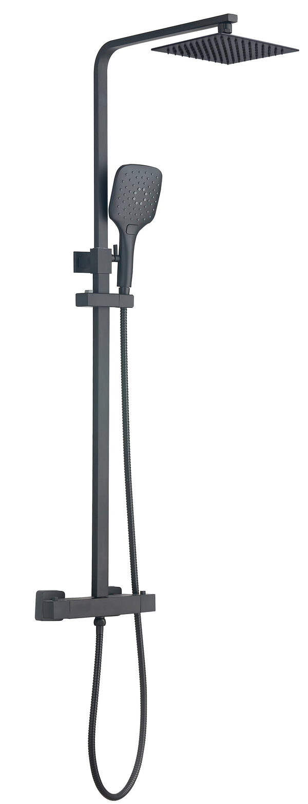 Menai Premium Square Thermostatic Overhead Shower Kit - Black - product image 3