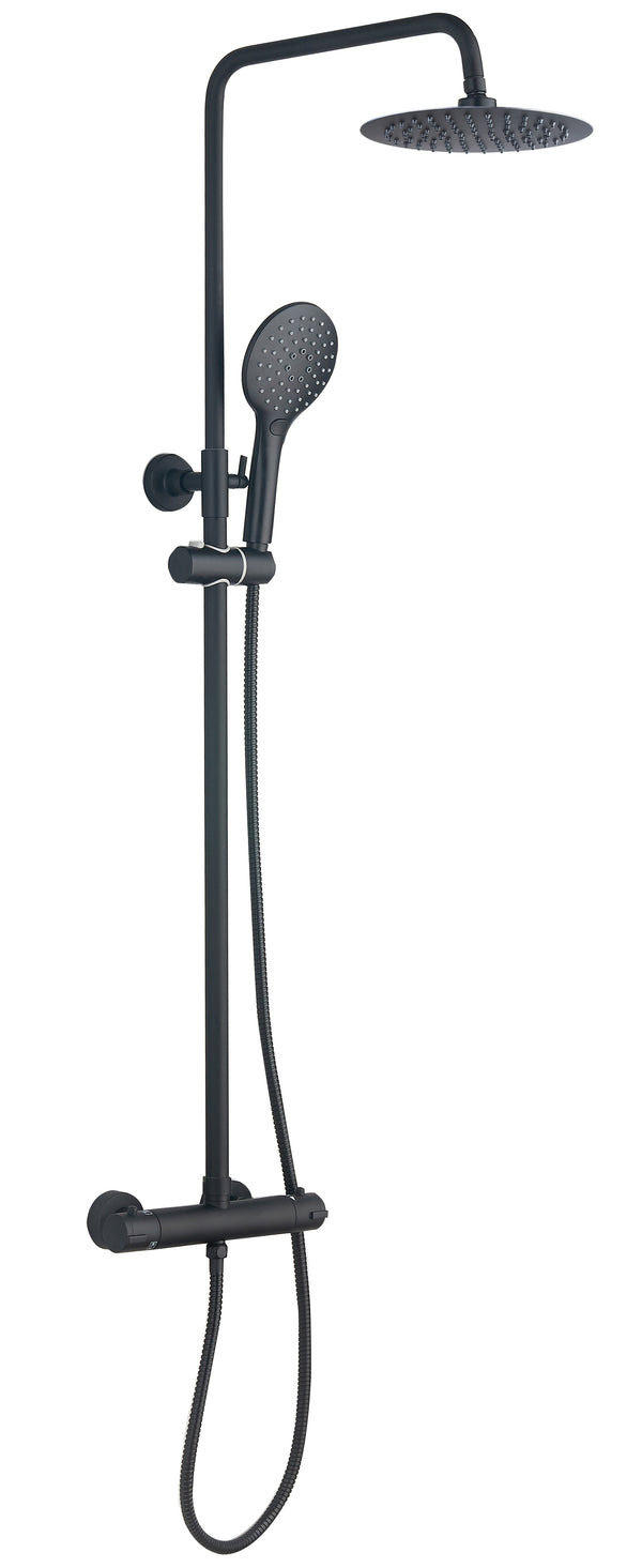 Menai Premium Round Thermostatic Overhead Shower Kit - Black - product image 3