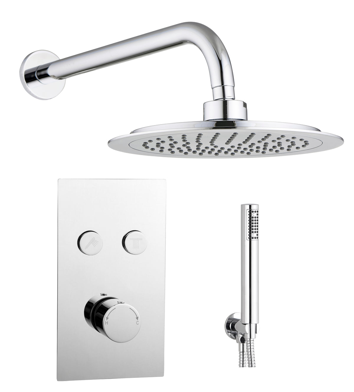 Round Twin Push Button Concealed Overhead Kit - Chrome - product image 2