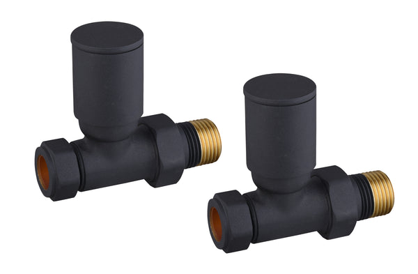 Modern Round Straight Towel Rail Valves - Anthracite