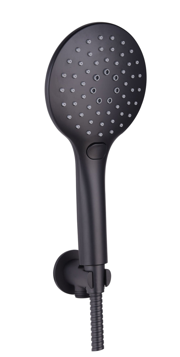 Black Round Wall Outlet Elbow with Bracket, Hose & Handset - Black - product image 2