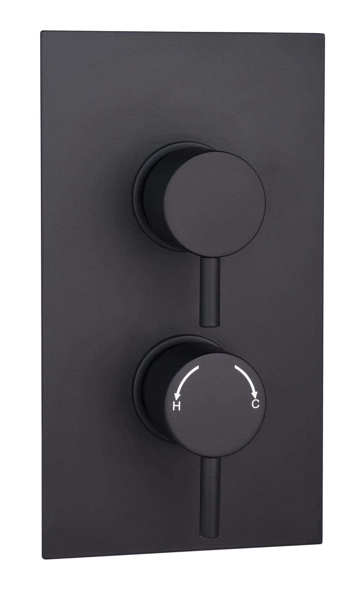 Black Round Concealed Thermostatic 2 Handle 2 Way Shower Valve - Black - product image 2