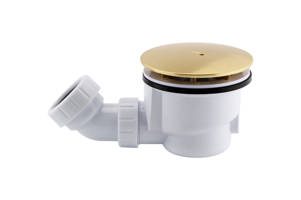 Premium 90mm High Flow Shower Waste with Brushed Brass Cover