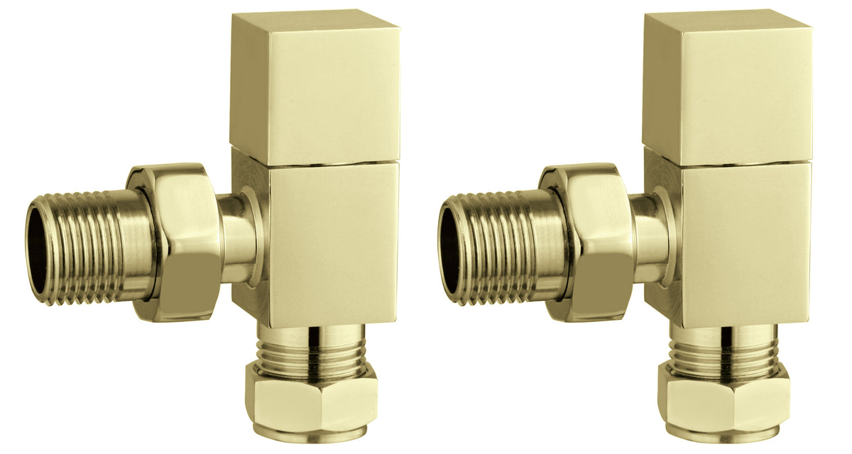 Cubic Angled Rad Valve - Brushed Brass