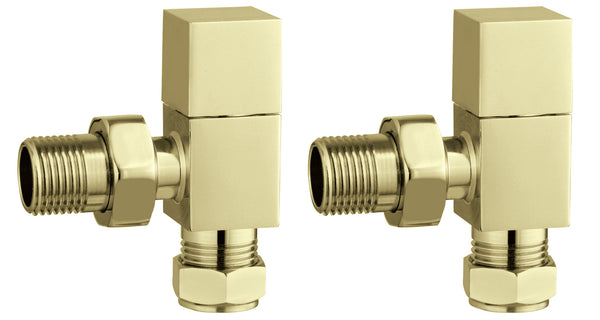 Cubic Angled Rad Valve - Brushed Brass