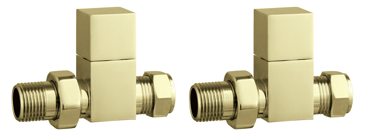Cubic Straight Rad Valve - Brushed Brass