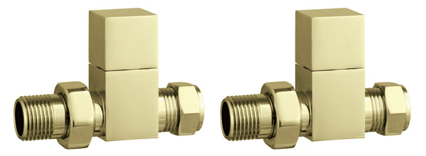 Cubic Straight Rad Valve - Brushed Brass
