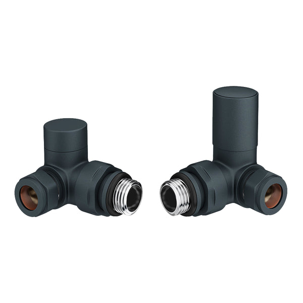 Corner Towel Rail Radiator Valves - Anthracite