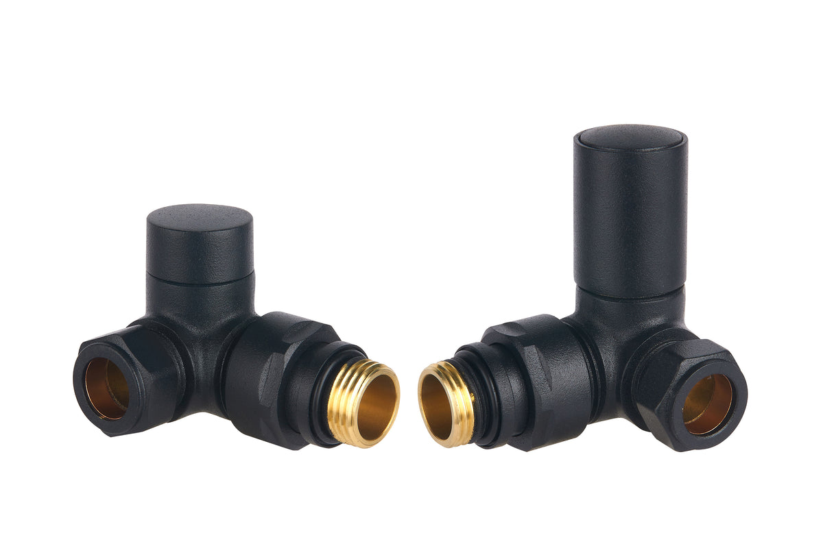 Corner Towel Rail Radiator Valves - Black