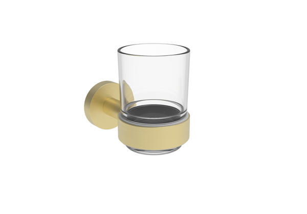 Melbourne Round Tumbler & Holder - Brushed Brass - product image 2