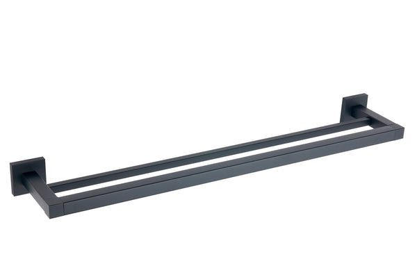 Sydney Square 600mm Double Towel Rail - Matte Black - product image 3